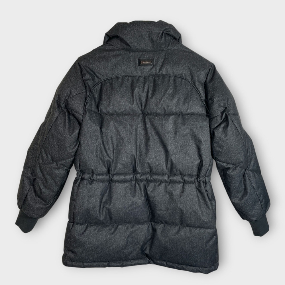 BERNARDO Love Heavy Puffer Jacket MEDIUM Cinched Waist Gray Herringbone - Picture 2 of 8